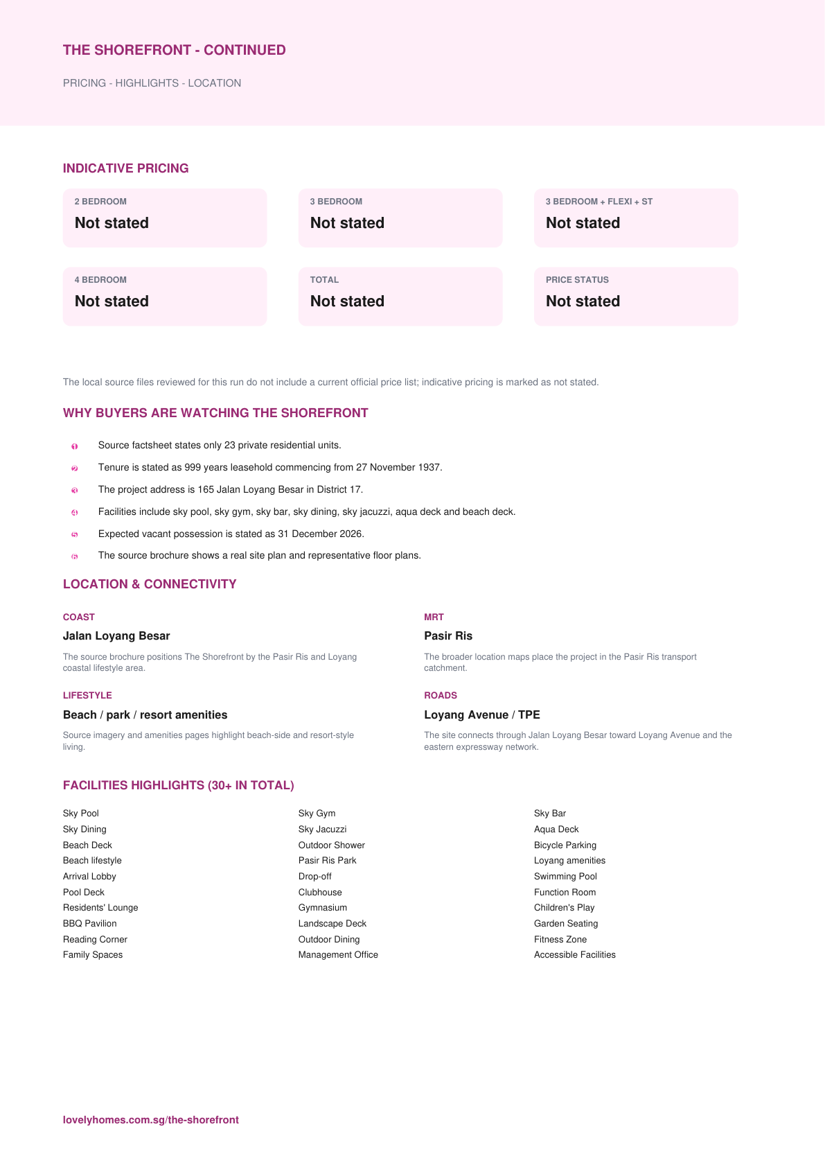 The Shorefront factsheet page 2