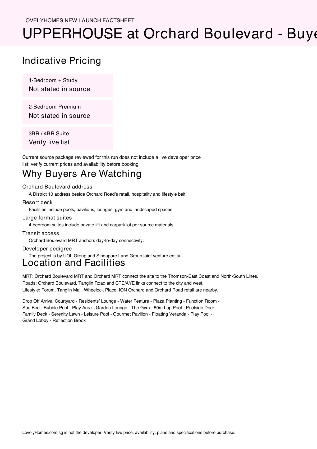 UPPERHOUSE at Orchard Boulevard factsheet page 2