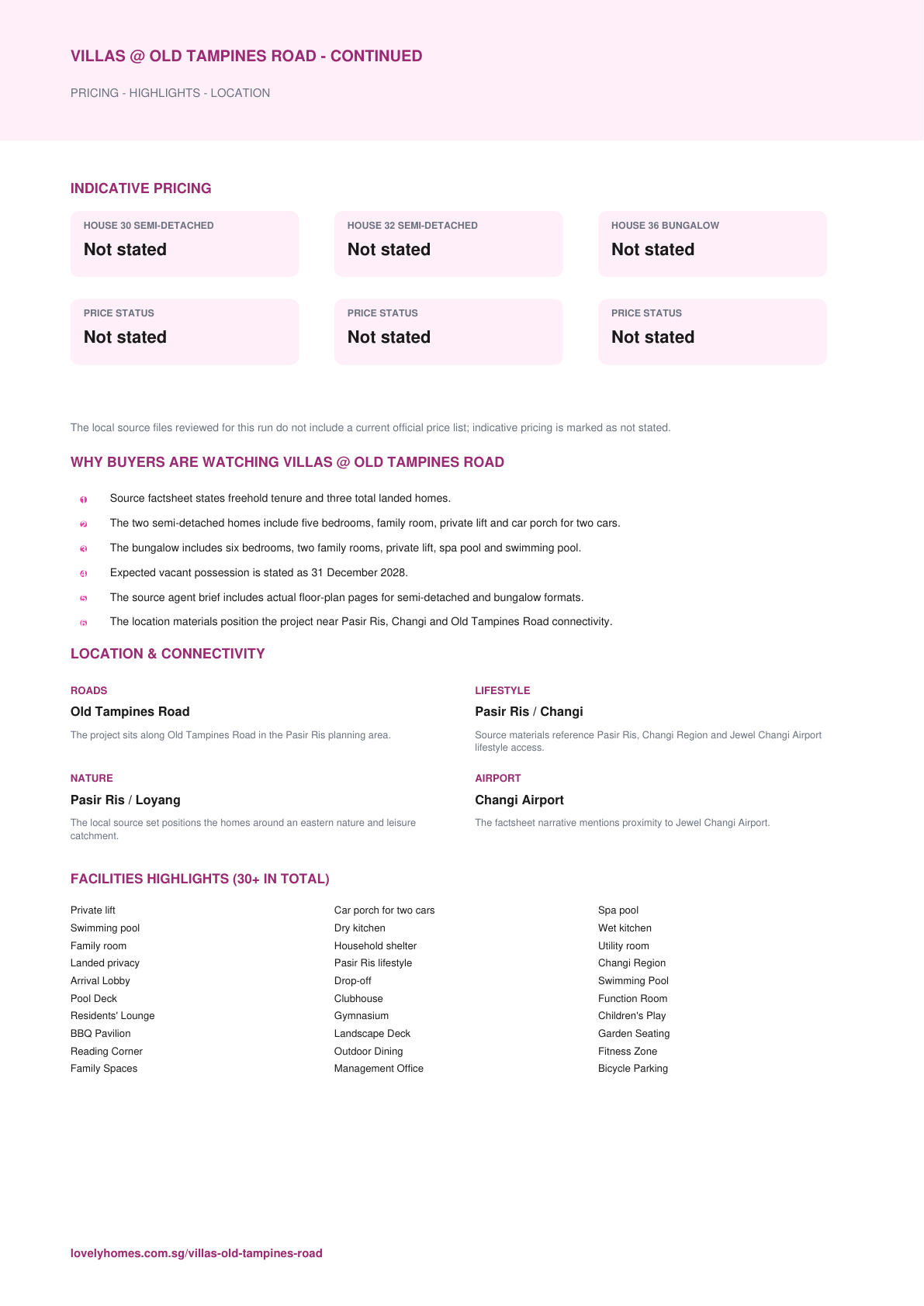 VILLAS @ OLD TAMPINES ROAD factsheet page 2