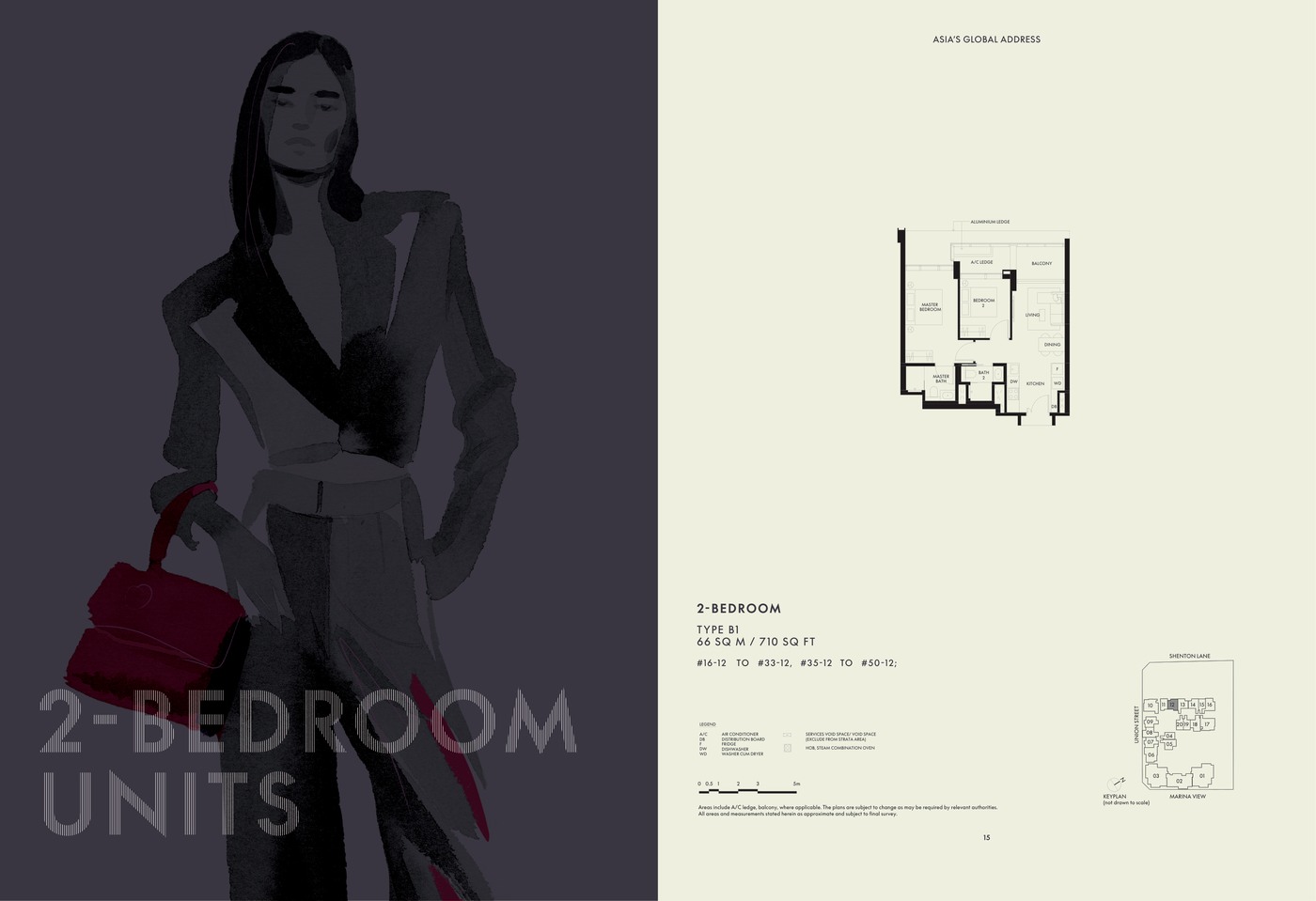 W Residences Marina View - Singapore 2 Bedroom floor plan