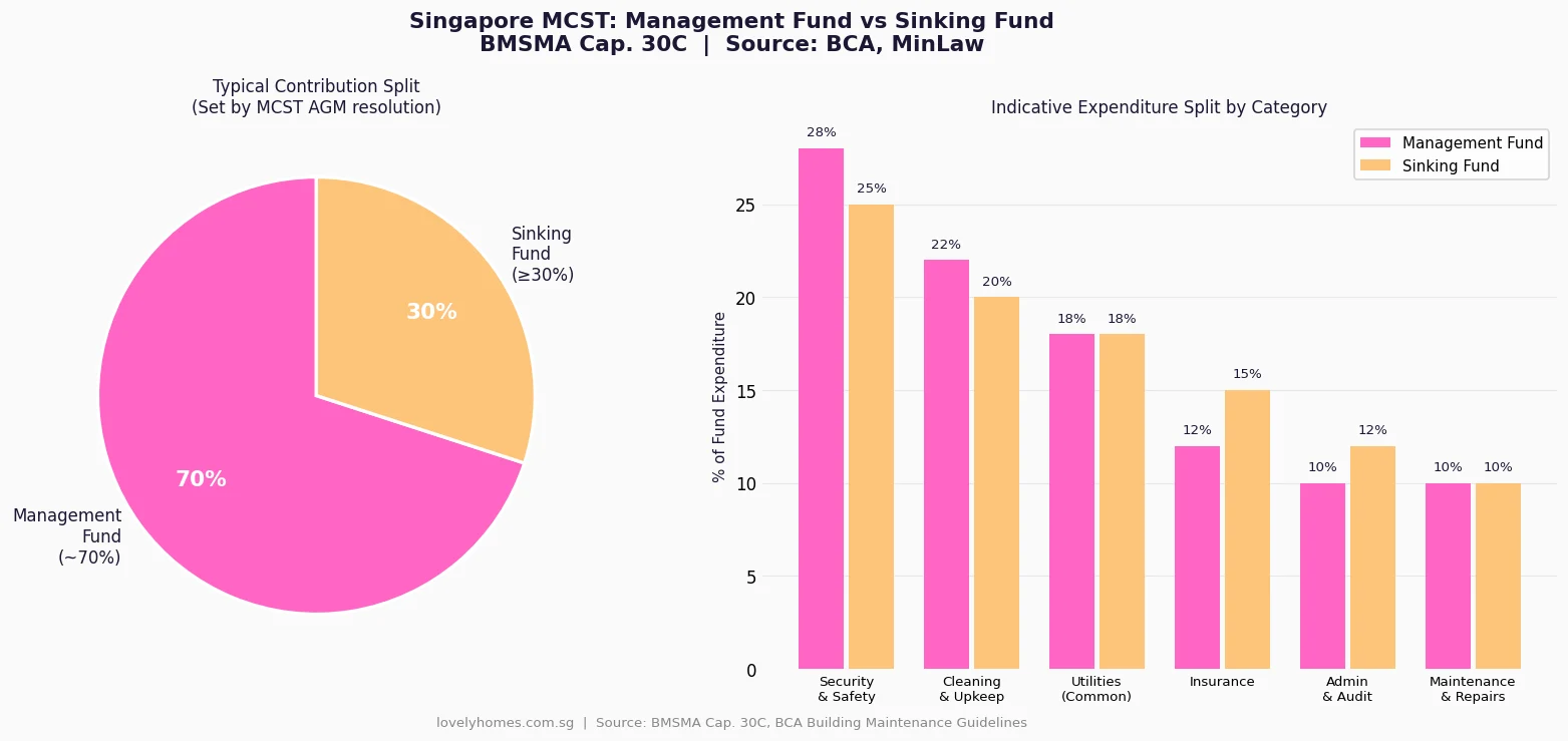 Singapore MCST management fund sinking fund breakdown BMSMA