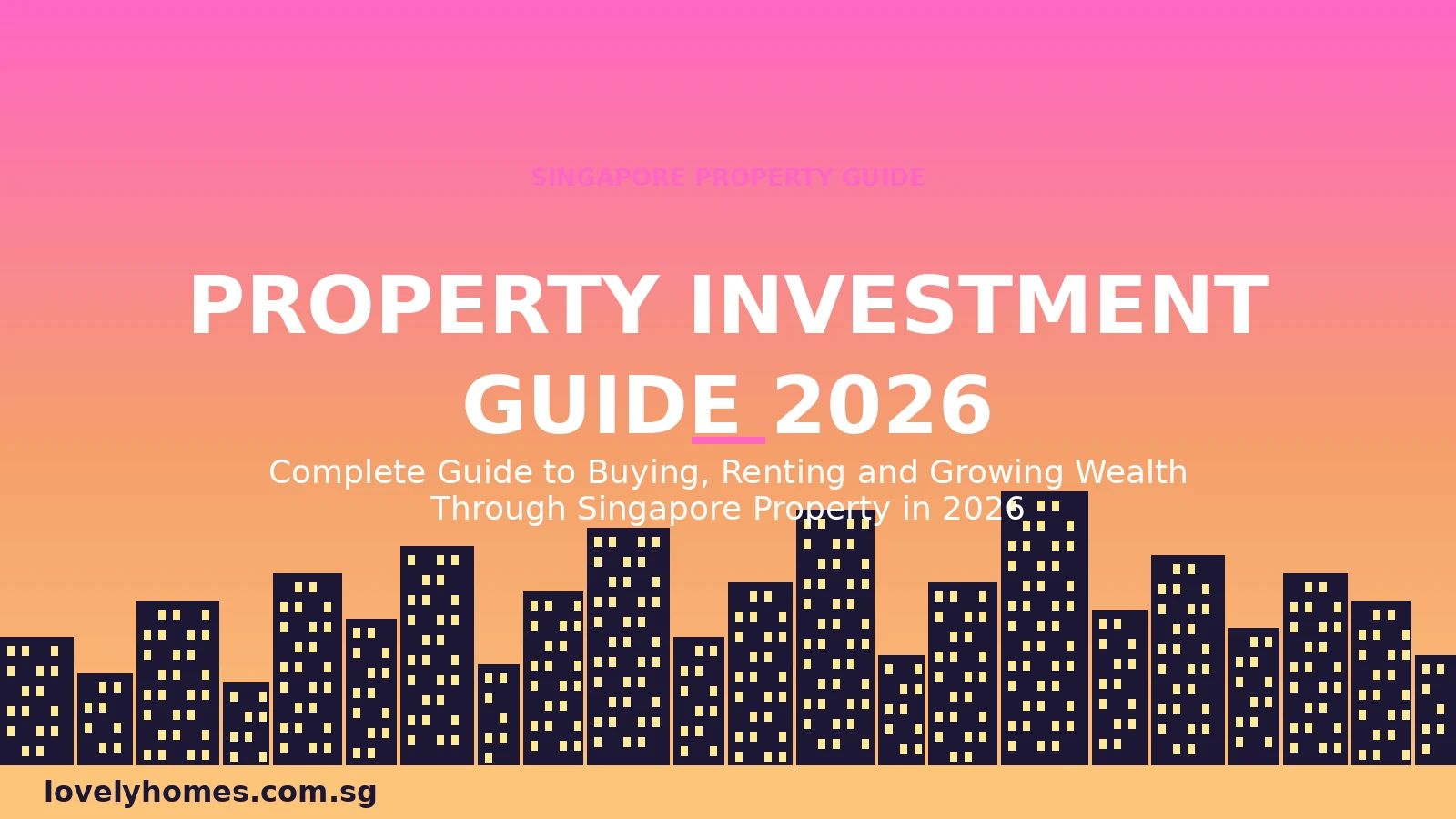 Singapore Property Investment Guide 2026 Hero Singapore property investment guide 2026 hero — sunset gradient with Singapore skyline silhouette