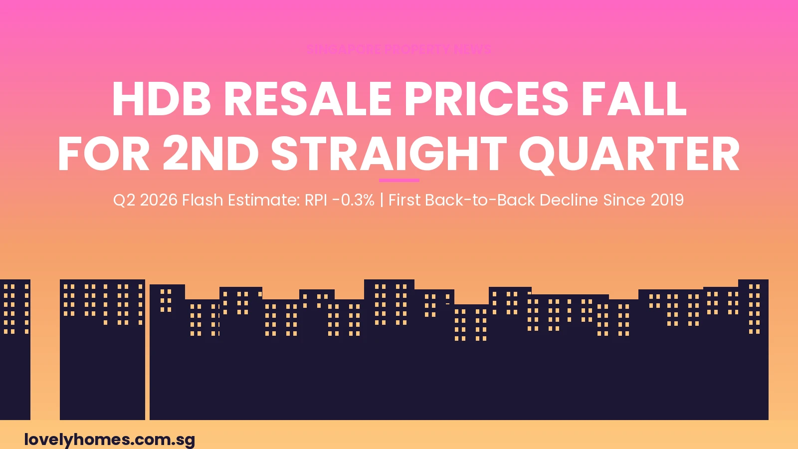 HDB resale prices fall second consecutive quarter Q2 2026 Singapore flash estimate