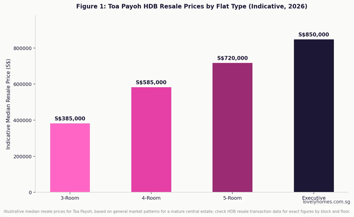 Toa Payoh HDB resale prices by flat type 2026