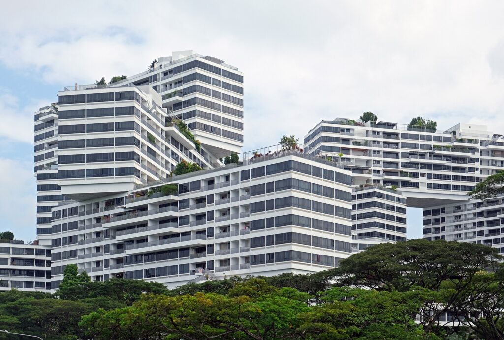 Interlocking residential blocks at The Interlace in Singapore