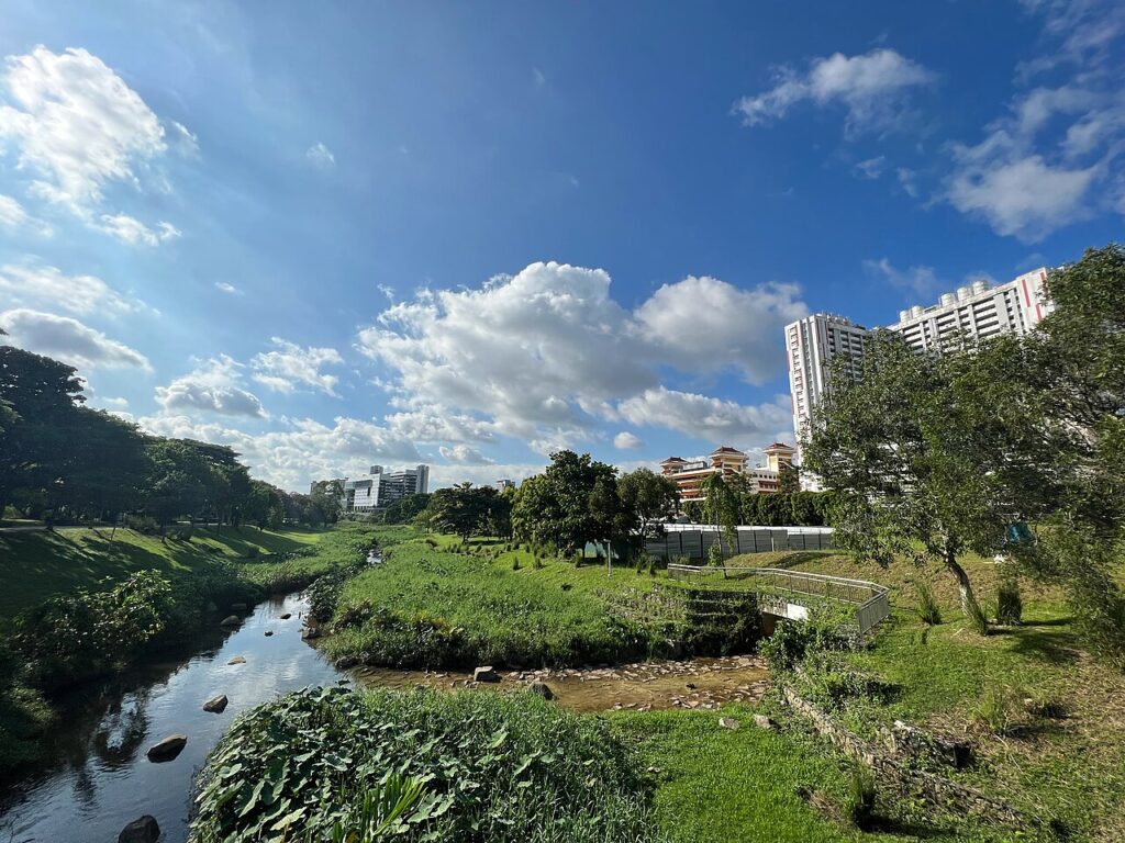 Looking north up Kallang River at Bishan-Ang Mo Kio Park