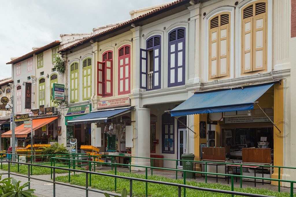 2016 Singapur, Little India, Ulica Kerbau, Domy-sklepy (01)