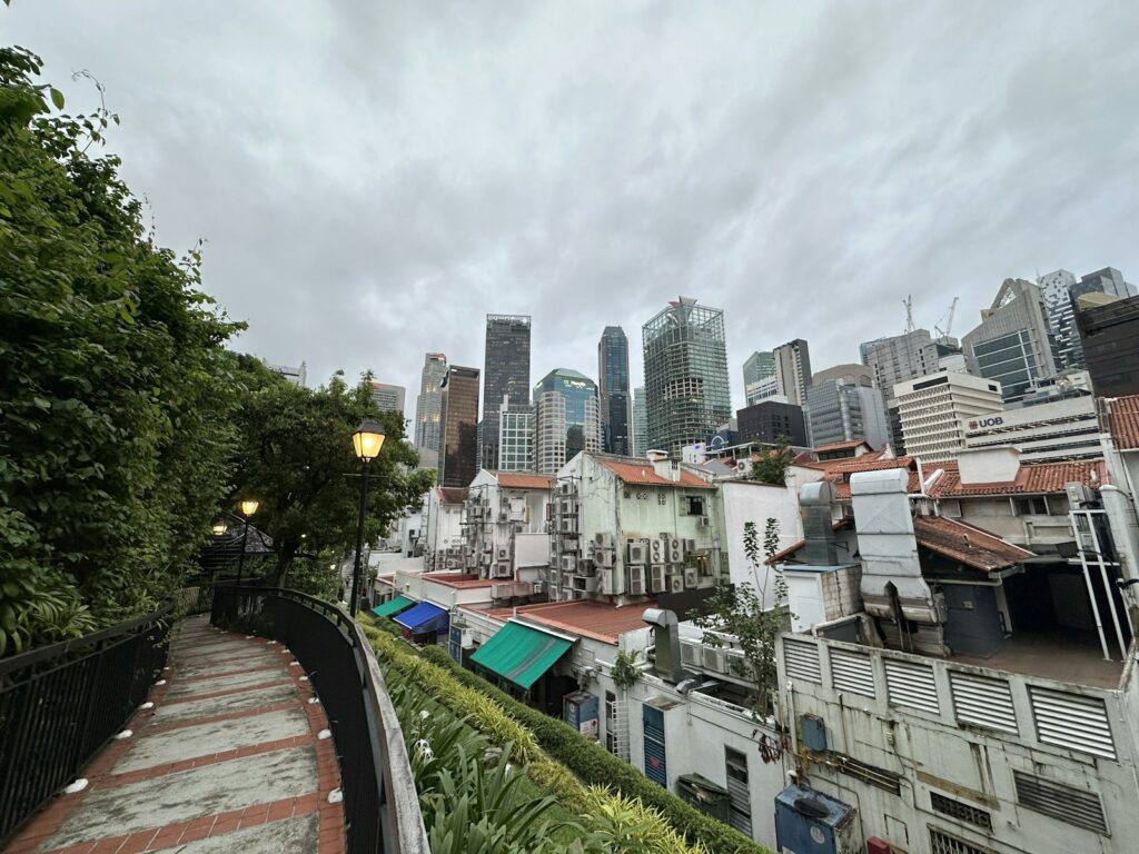 Shophouses and high-rise buildings seen from Chinatown, Singapore